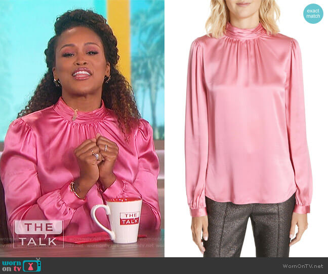 Veronica Beard Chilton Bow Back Silk Blouse worn by Eve on The Talk