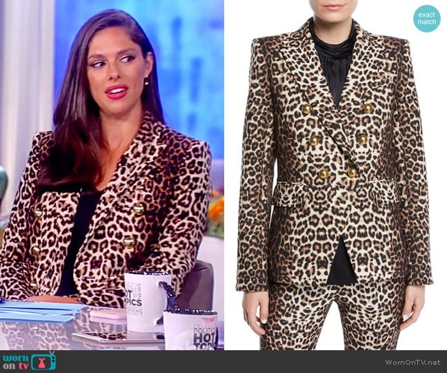 Veronica Beard Miller Double-Breasted Leopard-Print Jacket worn by Abby Huntsman on The View