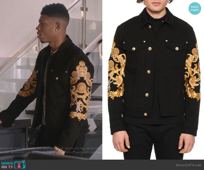 Versace Baroque-Print Denim Jacket worn by Hakeem Lyon (Bryshere Y. Gray) on Empire