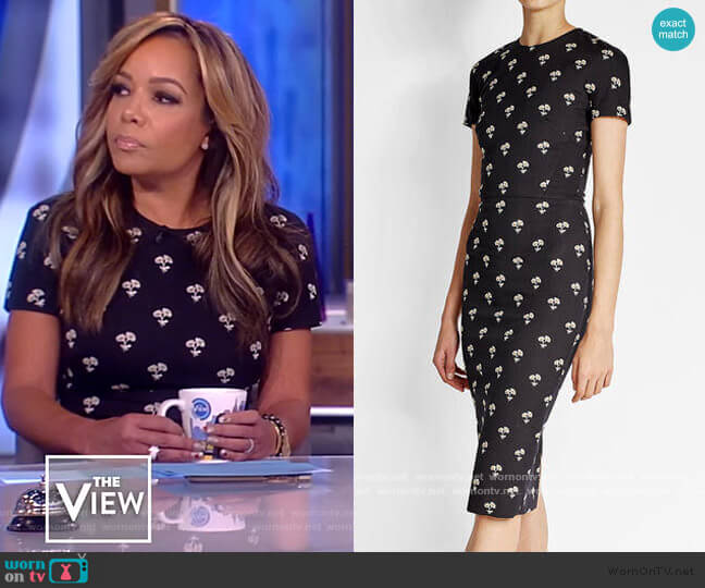 Victoria Beckham Floral-Print Sheath Dress worn by Sunny Hostin on The View