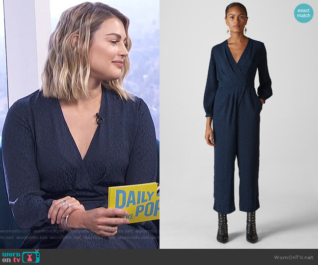 Whistles Animal Jacquard Wrap Jumpsuit worn by Carissa Loethen Culiner on E! News