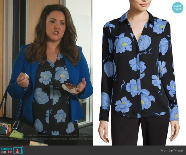 Worthington Modern Fit Long Sleeve Button-front Shirt worn by Katie Otto (Katy Mixon) on American Housewife