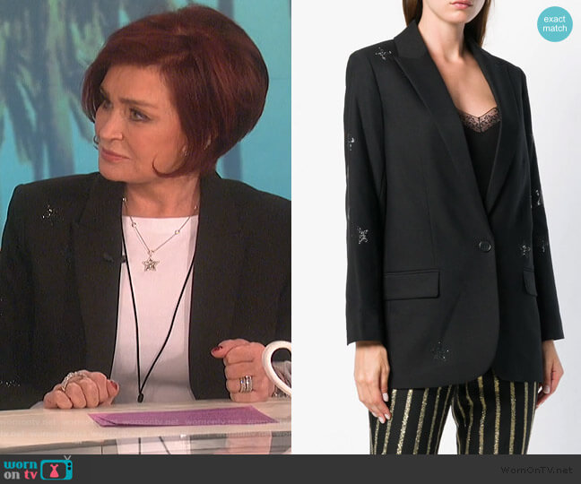 Zadig & Voltaire Embellished Blazer worn by Sharon Osbourne on The Talk