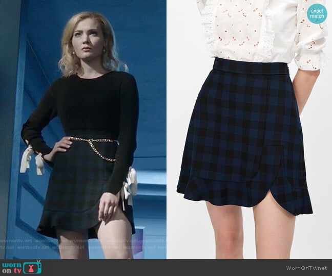 Zara Checked Ruffled Skirt worn by The Frost Sisters (Skyler Samuels) on The Gifted