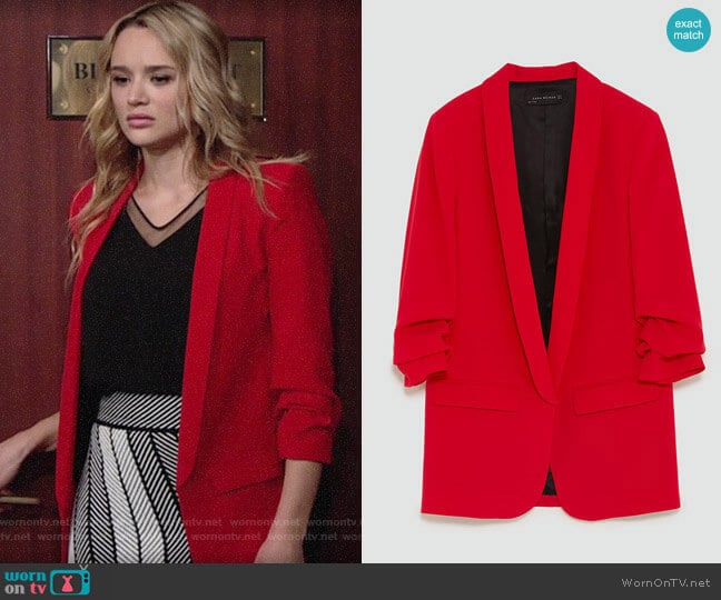 Zara Crepe Blazer worn by Summer Newman (Hunter King) on The Young and the Restless