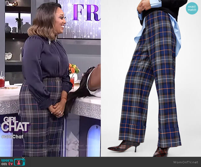 Zara Turned-up Hem Plaid Pants worn by Tamera Mowry on The Real