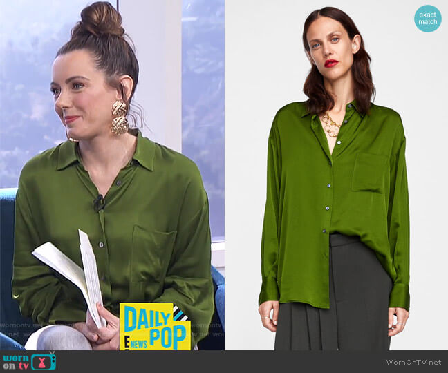 Zara Satin Blouse worn by Melanie Bromley on E! News