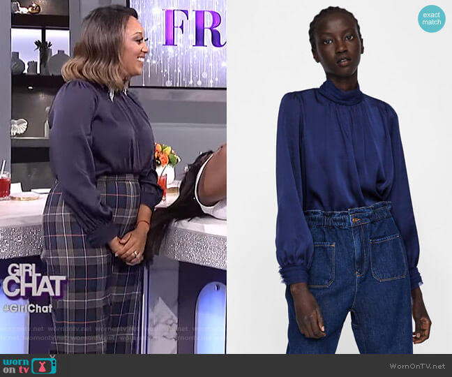 Zara Satin Blouse worn by Tamera Mowry on The Real