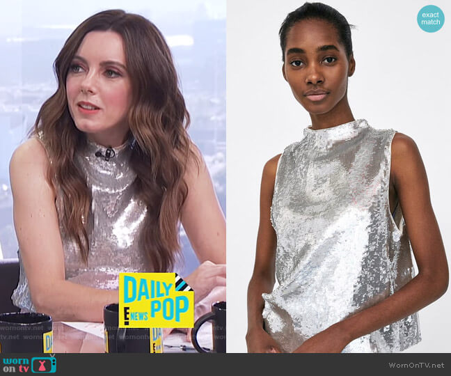 Zara Top with Sequins worn by Melanie Bromley on E! News