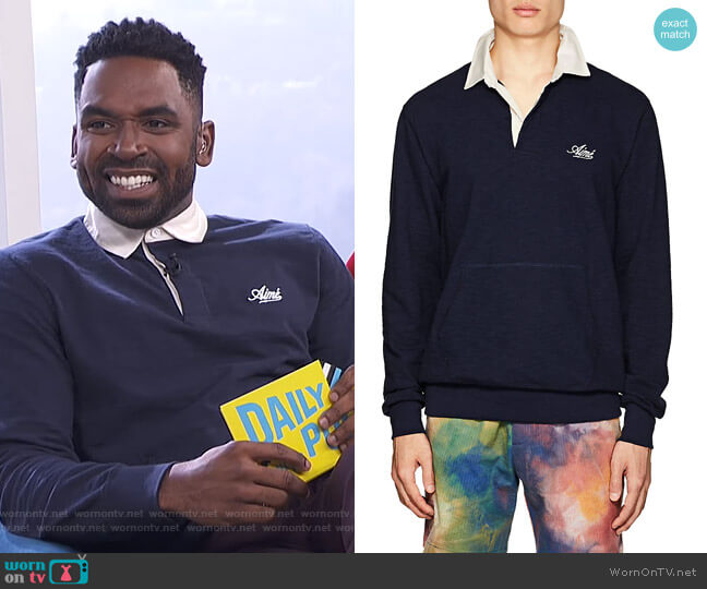 Aime Leon Dore Mélange Cotton Rugby Shirt worn by Justin Sylvester on E! News