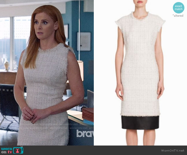 Alexander McQueen Cap Sleeve Tweed Pencil Dress worn by Donna Paulsen (Sarah Rafferty) on Suits