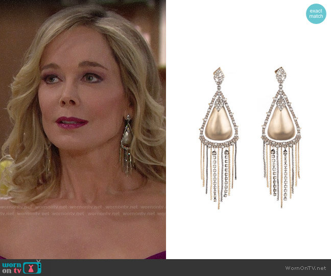 Alexis Bittar Crystal Encrusted Tassel Drop Earrings worn by Donna Logan (Jennifer Gareis) on The Bold and the Beautiful