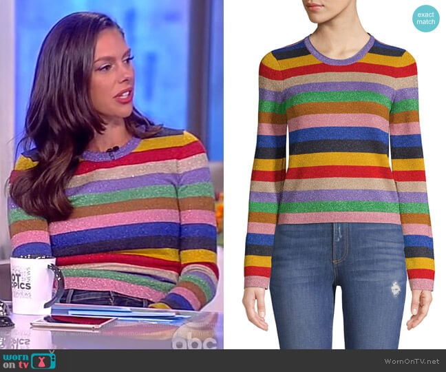 Alice + Olivia Rhodes Striped Pullover worn by Abby Huntsman on The View
