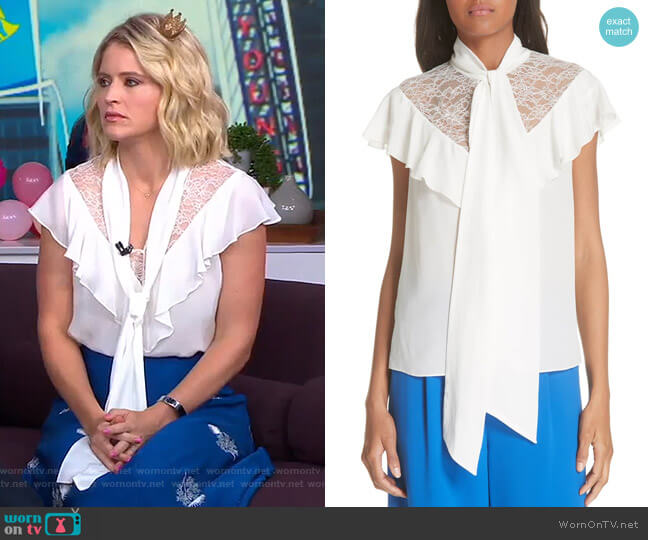 Alice + Olivia Terry Blouse worn by Sara Haines on Good Morning America