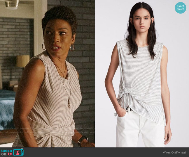 All Saints Rivi Stripe Tank worn by Athena Grant (Angela Bassett) on 9-1-1