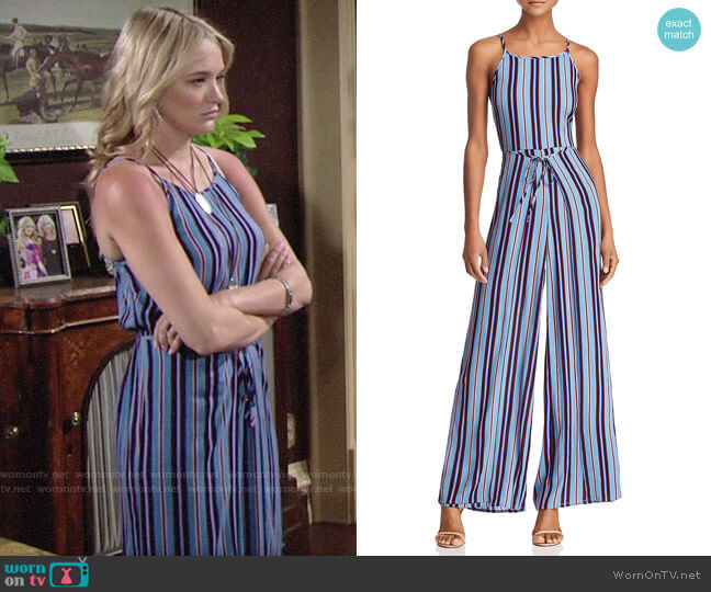 Band of Gypsies Gia Striped Jumpsuit worn by Summer Newman (Hunter King) on The Young and the Restless