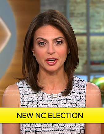 Bianna’s white sleeveless tweed dress on CBS This Morning