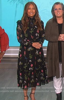 Carrie Inaba’s black floral dress on The Talk