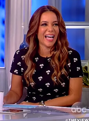 Sunny’s floral print sheath dress on The View