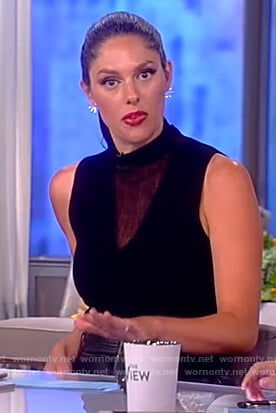 Abby’s black mesh inset top on The View