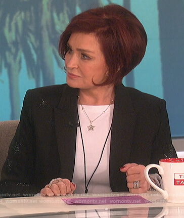 Sharon’s black embellished blazer on The Talk