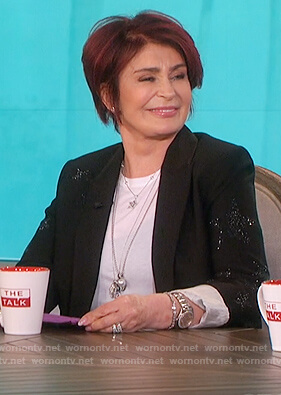 Sharon’s black embellished blazer on The Talk