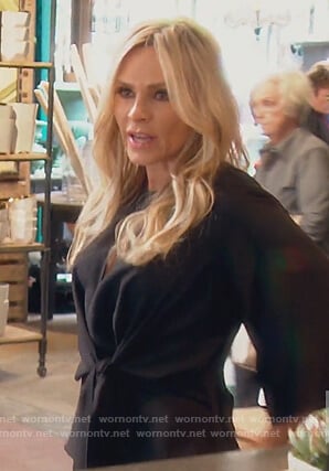 Tamra’s black tie front blouse on The Real Housewives of Orange County