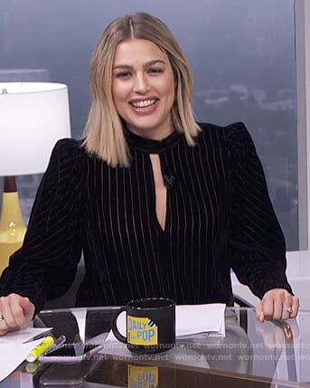 Carissa’s black velvet keyhole top on E! News Daily Pop