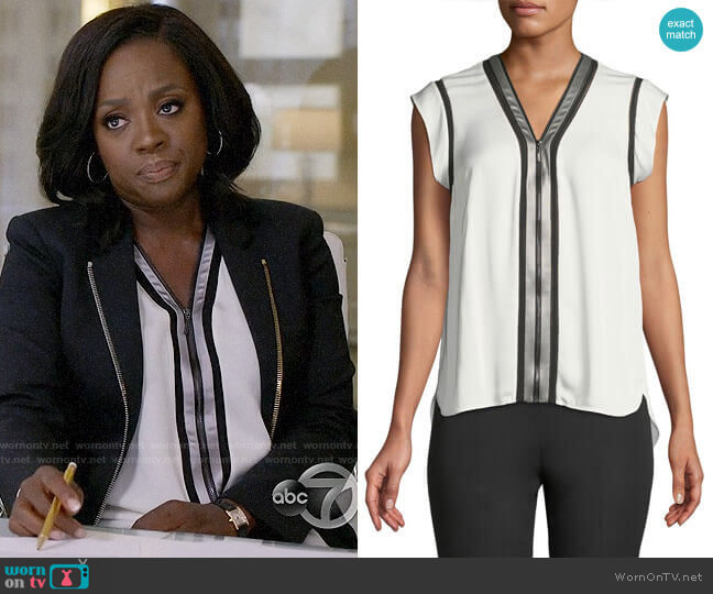 Elie Tahari Vallie Blouse worn by Annalise Keating (Viola Davis) on How to Get Away with Murder