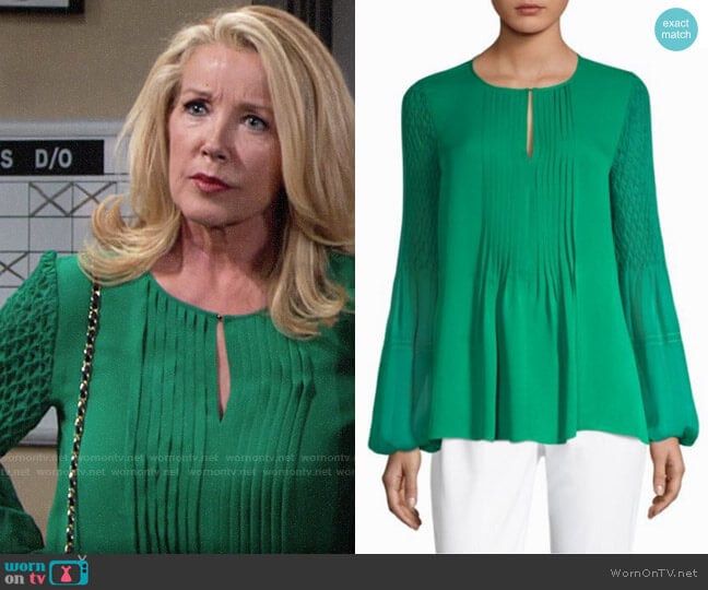 Elie Tahari Romeo Blouse worn by Nikki Reed Newman (Melody Thomas-Scott) on The Young and the Restless