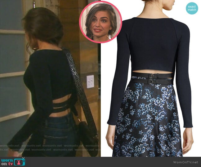 Fleur du Mal Back Buckle Sweater worn by Ciara Brady (Victoria Konefal) on Days of our Lives