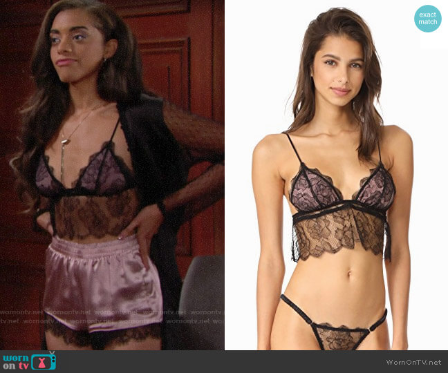 Fleur du Mal Rose Lace Cami Bralette worn by Zoe (Kiara Barnes) on The Bold and the Beautiful