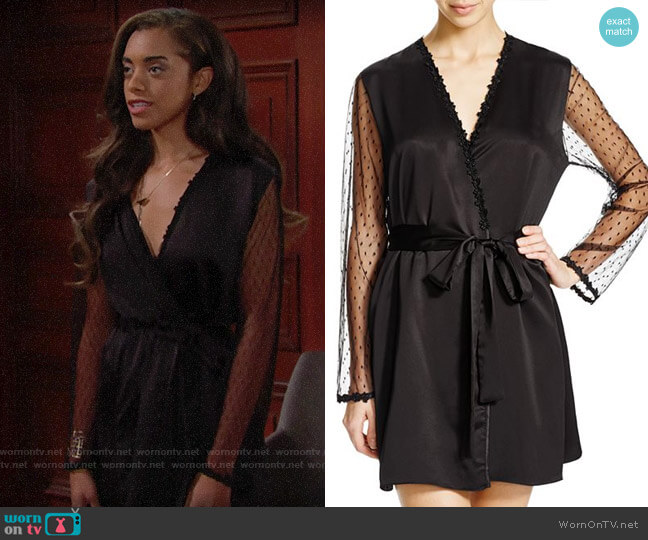 Flora Nikrooz Showstopper Charmeuse Cover-Up Robe worn by Zoe (Kiara Barnes) on The Bold and the Beautiful