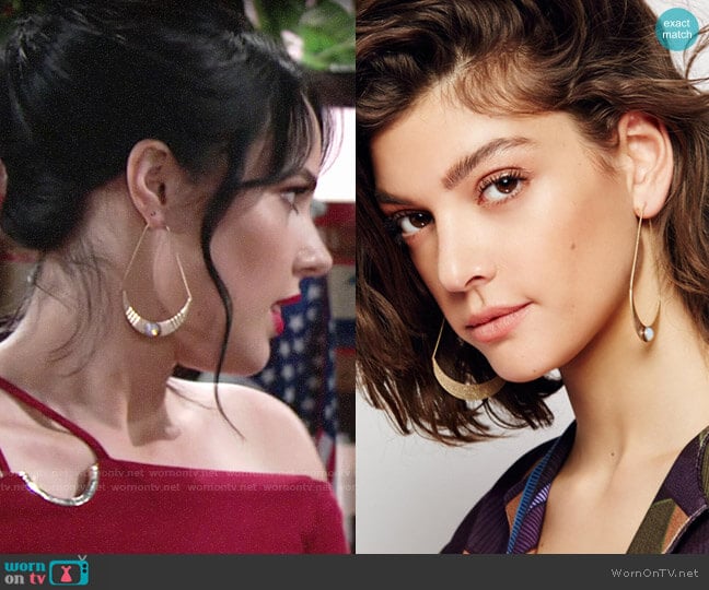 Free People Rock Out Pendulum Hoops worn by Tessa Porter (Cait Fairbanks) on The Young and the Restless