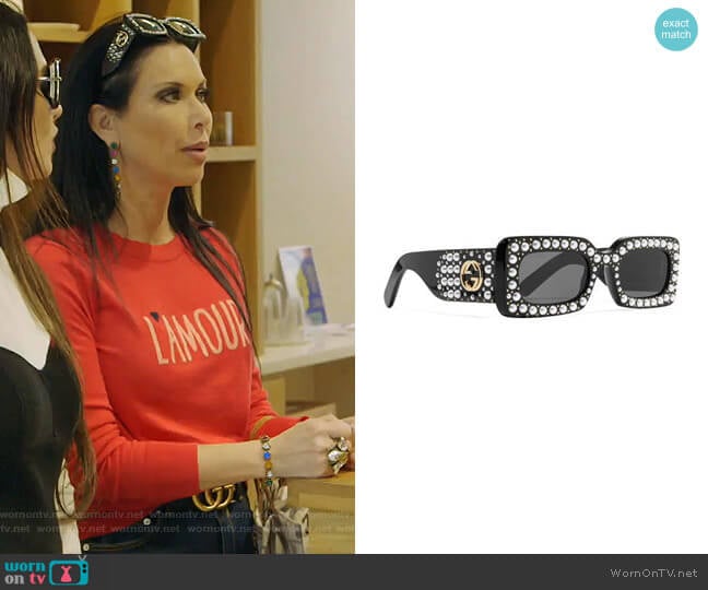 Gucci Embellished Square-Frame Sunglasses worn by LeeAnne Locken on The Real Housewives of Dallas