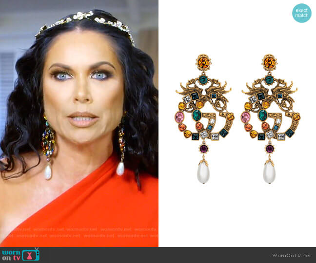 Gucci Crystal Double G earrings worn by LeeAnne Locken on The Real Housewives of Dallas