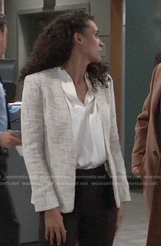 Jordan’s crosshatch blazer on General Hospital