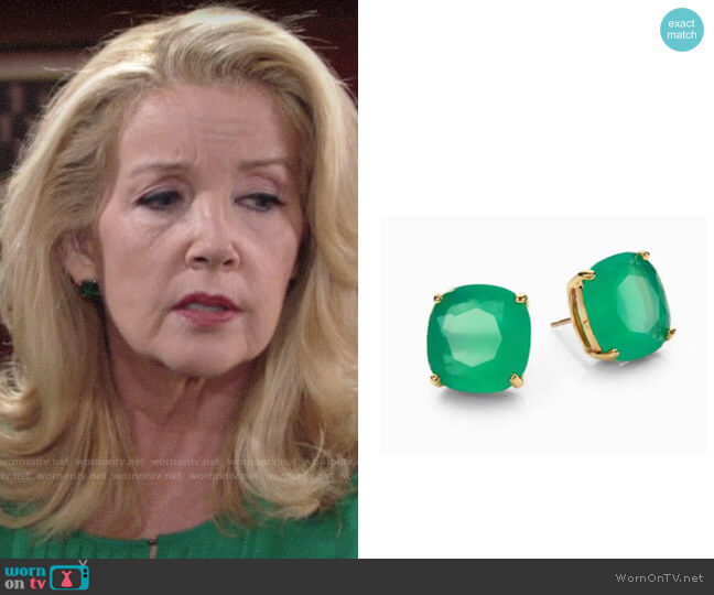 Kate Spade Small Square Stud Earrings worn by Nikki Reed Newman (Melody Thomas-Scott) on The Young and the Restless