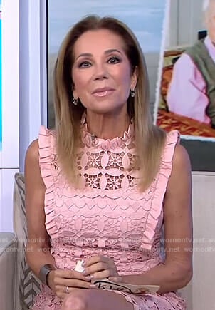 Kathie’s pink ruffled lace dress on Today
