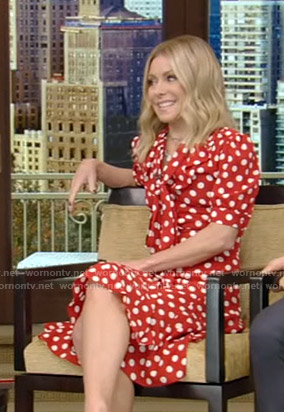 Kelly’s red polka dot dress on Live with Kelly and Ryan