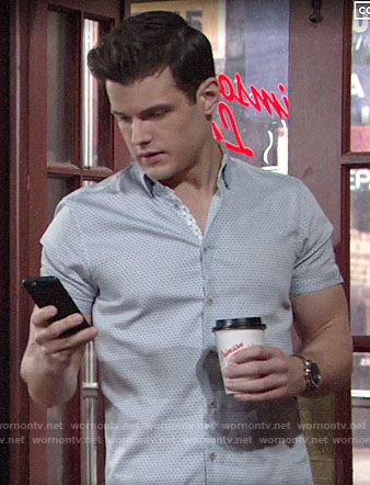 Kyle’s blue diamond print shirt on The Young and the Restless