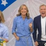 Lara’s striped ruffle front shirtdress on Good Morning America