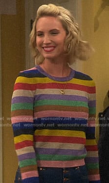 Mandy’s rainbow striped sweater on Last Man Standing