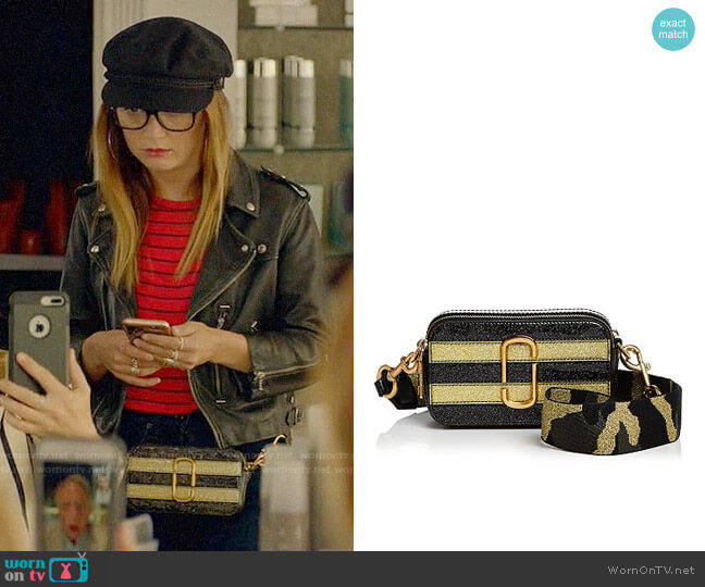 Marc Jacobs Snapshot Glitter Stripe Leather Camera Bag worn by Mallory (Billie Lourd) on American Horror Story
