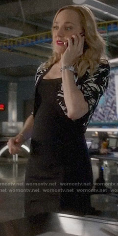 Marissa’s black and white printed shrug on Bull