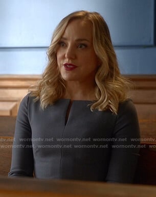 Marissa’s grey split-neck dress on Bull