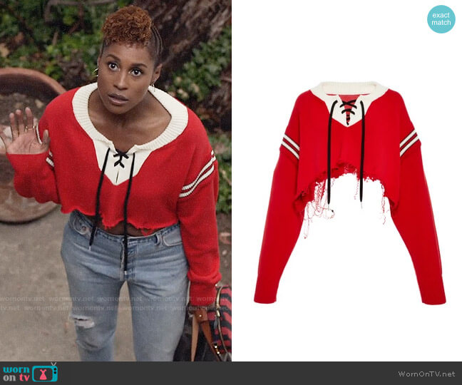 Monse Cropped Hockey Sweater worn by Issa Dee (Issa Rae) on Insecure