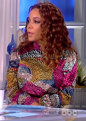 Sunny’s metallic dotted dress on The View