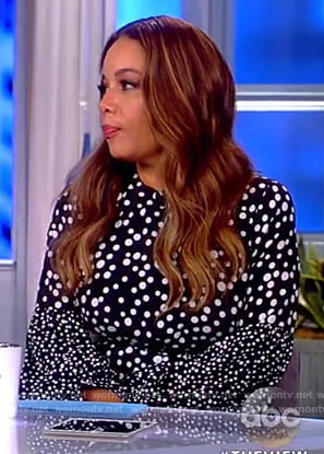 Sunny’s polka-dot print long sleeve dress on The View