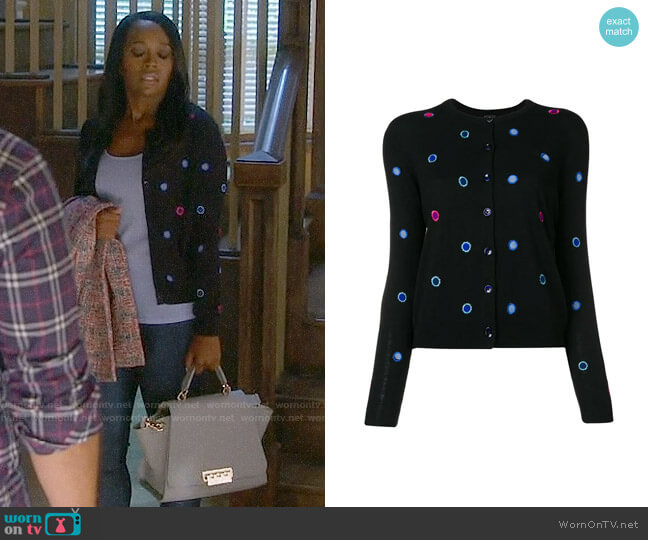 Paul Smith Polka Dot Embroidered Cardigan worn by Michaela Pratt (Aja Naomi King) on How to Get Away with Murder